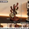 Base Aislante de Madera Maciza, Portavasos Giratorio, Almacenamiento de Vasos Desechables, Estante para Tazas de Café, Tazas de Té, Vasos de Agua para Cocina
