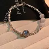 Cielo Estrellado Submarino ~ Pulsera de Mujer con Piedra Ojo de Gato y Perlas de Plata Rota Pulsera de Socialité de Lujo Ligero Pulsera de Temperamento