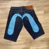 Marca de moda hip-hop europea y americana transfronteriza shorts de mezclilla estampados con forma de M marca de moda nicho de alta calle pantalones de pierna recta pierna ancha