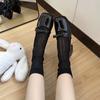 Calcetines Blancos Calados Color Crema ~ Calcetines para Mujer Primavera y Verano Malla Fina Transpirables Calcetines con Pelo Súper Transpirables Calcetines Versátiles