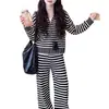 Conjunto Casual de Duas Peças com Jaqueta de Tricô com Capuz Listrada e Calça de Perna Larga Estilo Coreano Novo para Meninas Outono e Inverno 2026