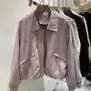 Chaqueta Corta de Cuero Estilo Coreano Adelgazante para Mujer Otoño 2026, Chaqueta de Motocicleta Resistente de Gama Alta Nueva, Top de Moda