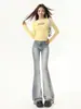 Pantalones de Campana Estilo Americano Chica Atrevida Jeans Largos Hasta el Suelo Pantalones Largos Adelgazantes Retro Pantalones Ligeramente de Campana para el Viaje Diario Pantalones Adelgazantes para Mujer