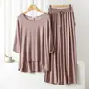 Conjunto de pijama modal feminino de verão fino solto com manga 3/4 casual plus size roupa externa conjunto de duas peças
