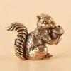 Enfeites de Esquilo Castanha de Latão Ornaments para Mesa de Escritório em Casa Esquilo Animal de Estimação para Chá Artesanato de Latão Decoração Atacado