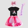 Nueva Falda Tutú Arcoíris de Dibujos Animados Europeos y Americanos Nuevo Traje de Falda para Niños Camiseta de Algodón Más Accesorios de Malla
