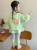 Conjunto de Ropa de Otoño para Niñas 2026 Nuevo Moda Floral de Dos Piezas Falsas Conjunto Casual de Dos Piezas de Otoño para Niñas