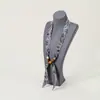 Colar Cachecol de Seda com Contas de Bolinhas Design de Nicho Feminino Corrente de Clavícula Ajustável Acessórios para Suéter