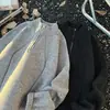 Suéter de punto con media cremallera para hombre, nuevo estilo otoño e invierno, suéter de color liso de corte holgado, cuello alto, top casual versátil para pareja, moderno