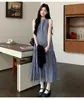 Roupas de Gravidez 2026 Primavera/Verão Novo Estilo Coreano Solta com Proteção Solar Design Jaqueta Colete Xadrez Vestido Conjunto Maternidade