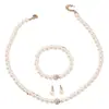 Conjunto de Joias de Pérola da Fábrica Original para Mulheres Colar Brincos Pulseira Conjunto de Três Peças Presente para Mãe Belas Fotos de Casamento