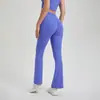 Calça Yoga Lycra Cintura Alta Franzida Levanta Bumbum Anti-Enrolamento Cor Nude para Corrida ao Ar Livre Respirável Fitness Calça Flare
