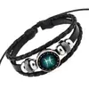 Oye Ventas Directas de Fábrica Pulsera Zodiaco Vintage Hecha a Mano Europea y Americana Pulsera de Cuero de los 12 Signos del Zodiaco Estilo Punk