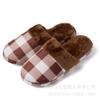 Zapatillas de algodón para mujer, otoño e invierno, 2020-595, con fondo suave a cuadros, cálidas, para interiores y exteriores