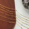 Moda de Luxo Leve Versátil Costura com Contas de Arroz Design de Corrente de Grãos de Arroz Pingente de Peso Corrente de Contas Esmaltadas Colar de Aço Titânio Joias