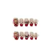 Uñas Vestibles Puramente Hechas a Mano, Uñas Manicura Cortas Sexy Rojas Francesas de Gama Alta Kt, Parches Lindos de Uñas Postizas