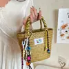 Bolsas Tejidas a Mano para Mujer, Moda Tendencia Primavera y Verano 2026, Bolso Cubo de Paja Súper Popular para Vacaciones en la Playa