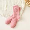 Meias femininas outono e inverno forradas com lã espessadas quentes bordadas com laço médio meias ins rosa vison vison lã meias de chão