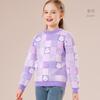 Suéter para meninas outono e inverno 2024 Nova camisa de base espessada de malha infantil grande estilo ocidental para crianças jaqueta quente roupas infantis