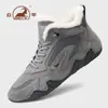 Botas Ram para Hombre de Invierno sin Cordones Forradas de Felpa Cálidas Zapatos de Algodón Zapatos de Caña Alta de Cuero Genuino para Hombre para Deportes y Ocio para Hombre