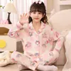 Pijama Infantil Feminino Primavera e Outono Nuvens Algodão Cardigan para Menina Conjunto de Manga Longa Super Fofo Desenho Animado Roupas de Casa