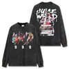 Camiseta de manga corta lavada estampada de hip-hop americano transfronterizo Juice wrld Cuello redondo holgada casual Sudadera con capucha para hombre