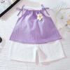 Nuevo Conjunto de Tirantes Florales Estilo Coreano de Verano con Shorts, Atuendo Elegante de Dos Piezas para Niñas, Ropa Infantil, Ropa de Primavera para Niñas al por Mayor