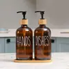 Frasco de Shampoo de Vidro Transfronteiriço Hotel Pousada Bambu e Madeira Cabeça de Bomba Pressão Sub-frascado Sabonete Corporal Sabonete de Mãos Frasco de Vidro