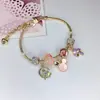 Pulsera Elegante de Aleación Galvanizada con Broche de Langosta y Trébol de Cuatro Hojas para Mujer, Más Vendida en el Sudeste Asiático, Joyería de Dibujos Animados en Stock, Hecha a Mano