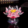 Portavelas de Cristal con Forma de Loto Portavelas de Mantequilla Portavelas de Color Cristalino Adornos Lámpara de Homenaje Lámpara de Llama Eterna para Uso Doméstico