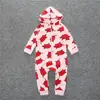Ins Ropa de bebé para primavera y otoño europea y americana, mameluco con cremallera y capucha para recién nacidos e infantes, estampado de papas fritas