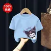 2026 Nueva Camiseta de Algodón Puro Elegante de Manga Corta para Niñas Ropa de Verano para Niñas Mayores Manga Media Niñas Pequeñas Top con Estampado de Dibujos Animados
