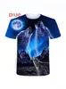 2024 Venda Quente Transfronteiriça Estilo Quente Camiseta Estampada Cool Masculina/Feminina Manga Curta Moda Camiseta com Estampa Digital 3D de Lobo