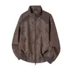 Otoño 2026 Nuevo Chaqueta de Motocicleta para Hombre Elegante de Moda Marca Patchwork de Canalé Tie-Dye Piel Sintética, Talla Grande