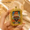Colgante Thangka Pintado con Zaki Lamu y los Ocho Grandes Budas de la Riqueza, Deidades de la Riqueza Negras y Amarillas, Colgante Thangka Tibetano Estilo Chino