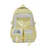 Mochila dulce estilo Ins para estudiante, gran capacidad, bolsa para dolor transparente, bolsa para dolor con insignia bidimensional, mochila de color dopamina