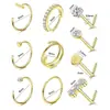 Conjunto de 10 Peças em Estoque do Fabricante de Piercings de Nariz de Aço Inoxidável com Barra em L e Combinação de Zircônias em Forma de Coração, Mais Vendido na Amazon e Aliexpress