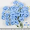 Rosas de Creme Simuladas de 3 Cabeças, Decoração de Fundo para Casamento, Arranjo de Flores para Guia de Estrada, Flores de Seda Estilo Europeu para Casamento, Flores Artificiais