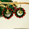 Europa e Estados Unidos transfronteiriços novo laço de árvore de Natal cor guirlanda brincos personalidade sino brincos série de Natal mulheres