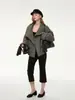 Nueva colección de invierno 2026: Abrigo de mezcla de lana al 50%, top casual de estilo europeo y americano para mujer, corte holgado, de doble botonadura, con cinturón