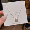 Collar cuadrado pequeño de circón ultrabrillante estilo coreano para mujer, lujo ligero, elegante, cadena para clavícula de acero de titanio de alta gama, venta al por mayor