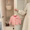 Conjunto de Cardigã para Meninas Primavera e Outono, Conjunto de Duas Peças com Suéter Dopamina e Calça Casual para Bebê, Calça Reta para Bebês e Crianças Pequenas, Moderno