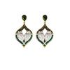 Pendientes colgantes de diamantes antiguos de media aguja de plata, estilo retro, estilo corte, exagerados, huecos, estilo europeo y americano, con hojas distintivas.