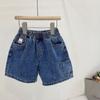 Shorts de Mezclilla de Verano para Niños y Niñas Tendencia Estilo Hong Kong Versión Coreana Moda Bolsillo con Letra Pantalones Cortos Ajustados