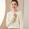 Nuevo Suéter de Cachemir para Mujer Otoño e Invierno 2026, Top de Cuello Redondo, Suéter Base de Punto Grueso de Cachemir de Color Sólido