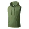 2025 Verano Chaleco sin Mangas Seda de Hielo Color Sólido Camiseta Interior para Hombre Transfronterizo Deportes Fitness Chaleco con Capucha Transfronterizo Camiseta