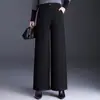 Pantalones de Lana Elegantes Adelgazantes de Pierna Ancha para Mujer 2026 Otoño/Invierno Nuevos de Cintura Alta Favorables de Pierna Recta con Caída para Viaje Casual