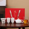 Conjunto de Chá Kung Fu de Porcelana Branca de Dehua com Jade de Carneiro, Bule Xishi, Conjunto de Chá Simples para Casa, Presente de Acompanhamento, Conjunto de Chá com Logotipo Impressível