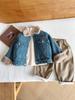 Nausicaä do Vale 2025 Inverno Nova Jaqueta Jeans com Forro de Pelo de Coelho Estilo Coreano para Meninos e Meninas Top Espessado