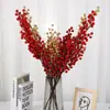 Flores artificiales de fruta de la fortuna de alta calidad, bayas rojas, fruto de acebo, fruta roja, fruta de la suerte, boda, sala de estar, flores artificiales al por mayor